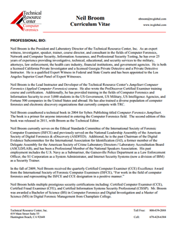 CV for Neil Broom Expert Witness in Computer Forensics Investigations in Santa Ana California